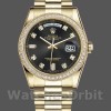 Replica Rolex Day-Date 36mm Unisex-118348 Geelgoud-Zwarte Diamanten Wijzerplaat Zwart<br />