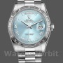 Replica Rolex Day-Date 36mm Unisex-118366-Ice Blue Dial-Diamond Bezel Ijsblauw