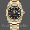 Replica Rolex Day-Date 36mm Unisex-118388-Zwart Diamond-Rubies Dial Zwart