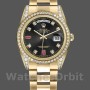 Replica Rolex Day-Date 36mm Unisex-118388-Zwart Diamond-Rubies Dial Zwart