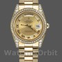 Replica Rolex Unisex's Day-Date 36mm Unisex-118388-Champagne Diamond Dial-Geel Goud