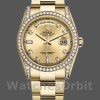 Replica Rolex Day-Date 36mm Unisex-118388-Diamant Bezel-Champagne Wijzerplaat Champagne