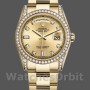 Replica Rolex Day-Date 36mm Unisex-118388-Diamant Bezel-Champagne Wijzerplaat Champagne