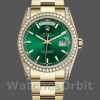 Replica Rolex Day-Date 36mm unisex-118388-diamant-dezel-groen index wijzerplaat groen