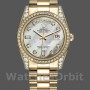 Replica Rolex Day-Date 36mm Unisex-118388-Witte Parelmoer-Diamant wijzerplaat MOP