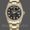 Replica Rolex Day-Date 36mm Unisex-118388 Geelgoud-Zwarte Diamanten Wijzerplaat Zwart