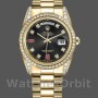 Replica Rolex Day-Date 36mm Unisex-118388 Geelgoud-Zwarte Diamant Robijnen Wijzerplaat Zwart