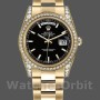 Replica Rolex Day-Date 36mm Unisex-118388 Geelgoud-Zwarte Index Dial Zwart