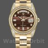 Replica Rolex Day-Date 36mm Unisex-118388 Geelgoud-Stieroog Bruine Wijzerplaat<br />
