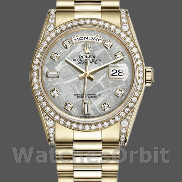 Replica Rolex Day-Date 36mm Unisex-118388 Geelgoud-Diamant Meteoriet Wijzerplaat Meteoriet<br />