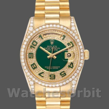 Replica Rolex Day-Date 36mm Unisex-118388 Geelgoud-Groen email Diamant Dial Groen <br />