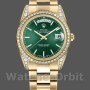 Replica Rolex Day-Date 36mm Unisex-118388 Geelgoud-Groene index wijzerplaat Groen