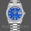 Replica Rolex Day-Date 36mm Unisex-118389-Diamant Bezel-Lapis Lazuli Blue Dial Blauw<br />