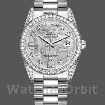 Replica Rolex Day-Date 36mm Unisex-118389-Meteoriet Grijze Wijzerplaat Meteoriet<br />