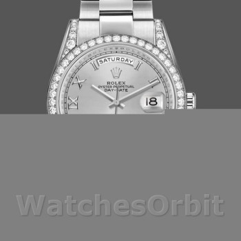 Replica Rolex Day-Date 36mm Unisex-118389-Zilver Romeinse cijfers Wijzerplaat Zilver