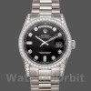 Replica Rolex Day-Date 36mm Unisex-118389-Witgoud-Zwarte Diamanten Wijzerplaat Zwart<br />