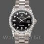 Replica Rolex Day-Date 36mm Unisex-118389-Witgoud-Zwarte Diamanten Wijzerplaat Zwart<br />