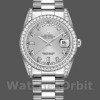 Replica Rolex Day-Date 36mm Unisex-118389-Wit goud-Zilver Diamond Dial Zilver