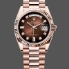Replica Rolex Day-Date 36mm Unisex-128235-Everose Gold-Brown Ombre Diamond Dial Bruin