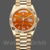 Replica Rolex Day-Date 36mm voor heren-128238 Geribbelde lunette-Karneool wijzerplaat