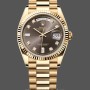 Replica Rolex Day-Date 36mm voor heren-128238 Geribbelde lunette-Donkergrijze wijzerplaat
