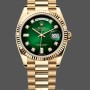 Replica Rolex Day-Date 36mm Unisex-128238-Gefleerde lunette-Groene diamanten wijzerplaat