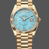 Replica Rolex Day-Date 36mm voor heren-128238 Geribbelde lunette-Turkoois Diamanten Wijzerplaat Turquoise
