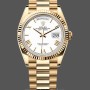 Replica Rolex Day-Date 36mm unisex-128238 Geribbelde lunette-Witte Romeinse wijzerplaat Wit