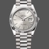 Replica Rolex Day-Date 36mm Unisex-128239 0005-Wit Gold-Zilver Index Dial Zilver