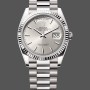 Replica Rolex Day-Date 36mm Unisex-128239 0005-Wit Gold-Zilver Index Dial Zilver