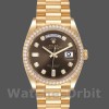 Replica Rolex Day-Date 36mm voor heren-128348RBR-Donkergrijze wijzerplaat-Geelgoud