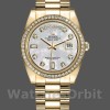 Replica Rolex Day-Date 36mm Unisex-128348RBR-MOP Wijzerplaat-Geel Goud MOP