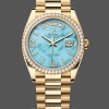 Replica Rolex Day-Date 36mm Unisex-128348RBR-Turquoise Diamond Dial-Geel Goud Turquoise