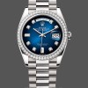 Replica Rolex Day-Date 36mm unisex-128349RBR 0010-Blauwe ombre wijzerplaat-diamanten ring blauw