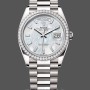 Replica Rolex Day-Date 36mm dames-128349RBR-Witte parelmoer wijzerplaat-Diamanten ring MOP