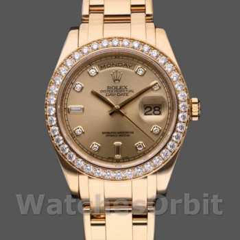 Replica Heren Rolex Day-Date-18948, 39mm, champagne diamant wijzerplaat, speciale editie