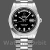 Replica Heren Rolex Day-Date-218206, 41mm, Platina, Zwarte Diamanten Wijzerplaat