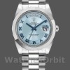 Replica Heren Rolex Day-Date-218206, 41mm, platina, concentrische cirkel ijsblauwe wijzerplaat, ijsblauw voor heren