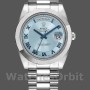 Replica Heren Rolex Day-Date-218206, 41mm, platina, concentrische cirkel ijsblauwe wijzerplaat, ijsblauw voor heren