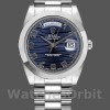 Replica Heren Rolex Day-Date-218206, 41mm, Platina, Golfpatroon Blauwe Wijzerplaat