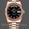 Replica Heren Rolex Day-Date-218235, 41 mm, roségoud, zwarte index wijzerplaat