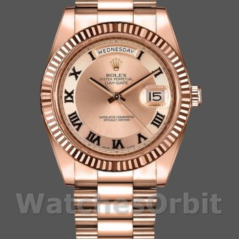 Replica Heren Rolex Day-Date-218235, 41mm, Rose Goud, Concentrische Cirkel Champagne Wijzerplaat, Heren Champagne