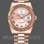 Replica Heren Rolex Day-Date-218235, 41mm, Roze Romeinse cijfers wijzerplaat, Roségoud