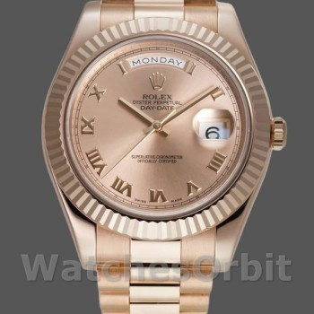 Replica Heren Rolex Day-Date-218235, 41mm, Roségoud, Romeinse wijzerplaat, Rose