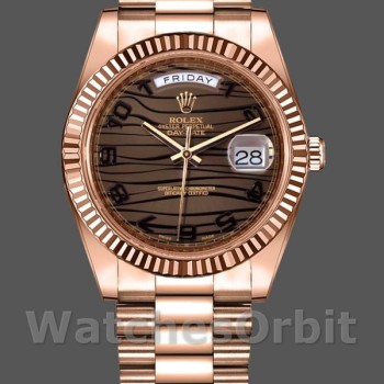 Replica Heren Rolex Day-Date-218235, 41mm, Rose Goud, Golf Brons Wijzerplaat, Heren Golf Brons