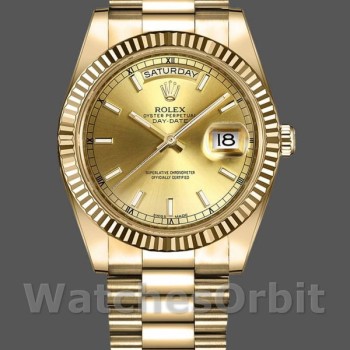 Replica Heren Rolex Day-Date-218238, 41mm, Geelgoud, Champagne Index Wijzerplaat