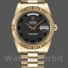 Replica Heren Rolex Day-Date-218238, 41mm, Geelgoud, Concentrische Cirkel Zwarte Wijzerplaat, Heren Zwart