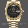 Replica Heren Rolex Day-Date-218238, 41mm, Geelgoud, Concentrische Cirkel Zwarte Wijzerplaat, Heren Zwart