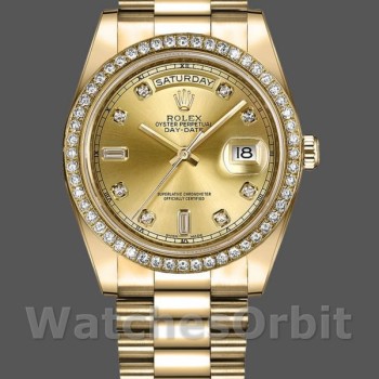 Replica Heren Rolex Day-Date-218348, 41mm, Wijzerplaat met Champagne-Ruiten