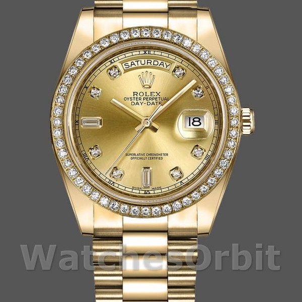 Replica Heren Rolex Day-Date-218348, 41mm, Wijzerplaat met Champagne-Ruiten